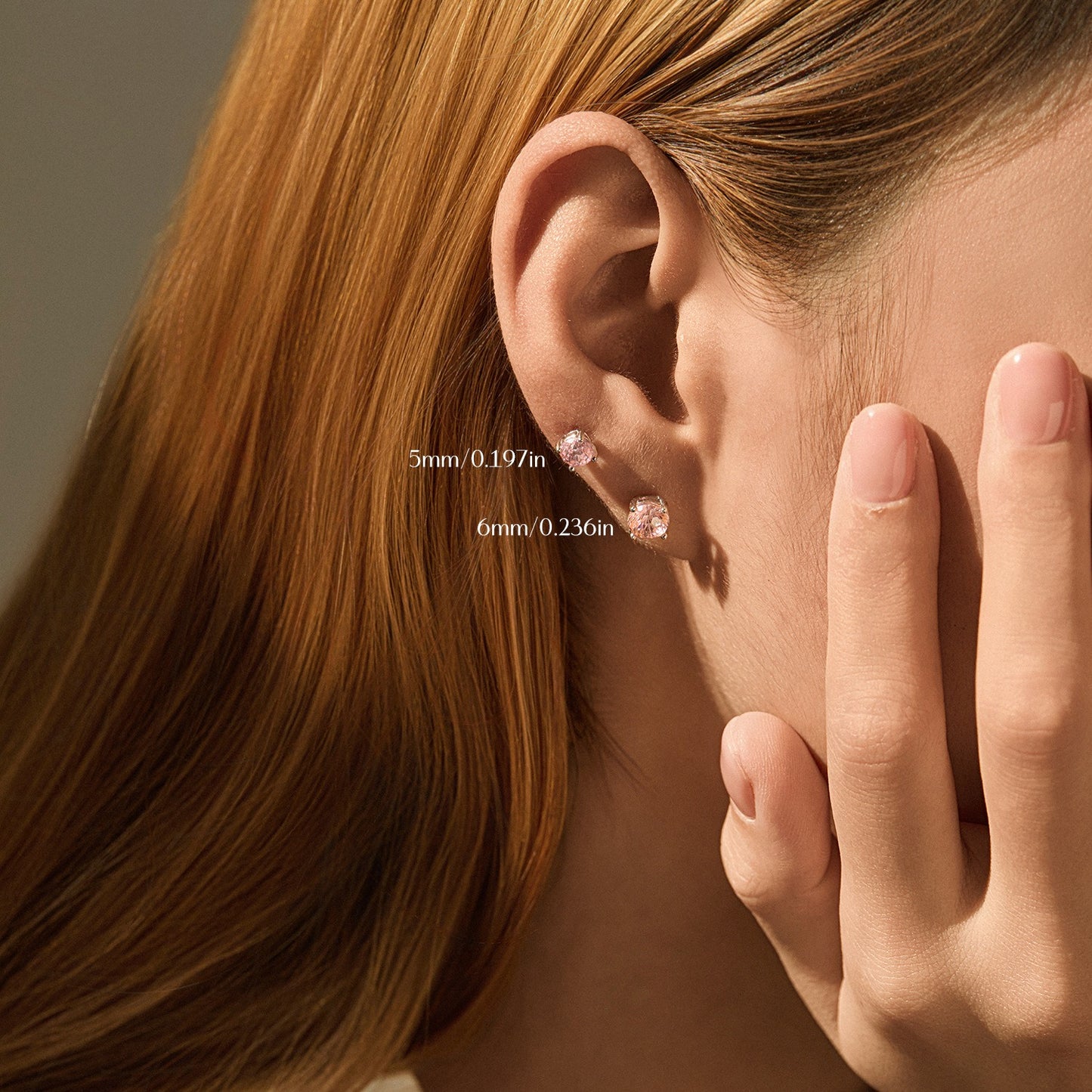 OliyaDesign S925 Sterling Silver Minimalist Style Morgan Pink Firework Cut Diamond Earrings