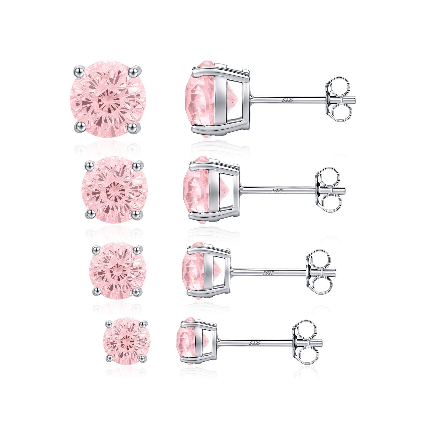 OliyaDesign S925 Sterling Silver Minimalist Style Morgan Pink Firework Cut Diamond Earrings