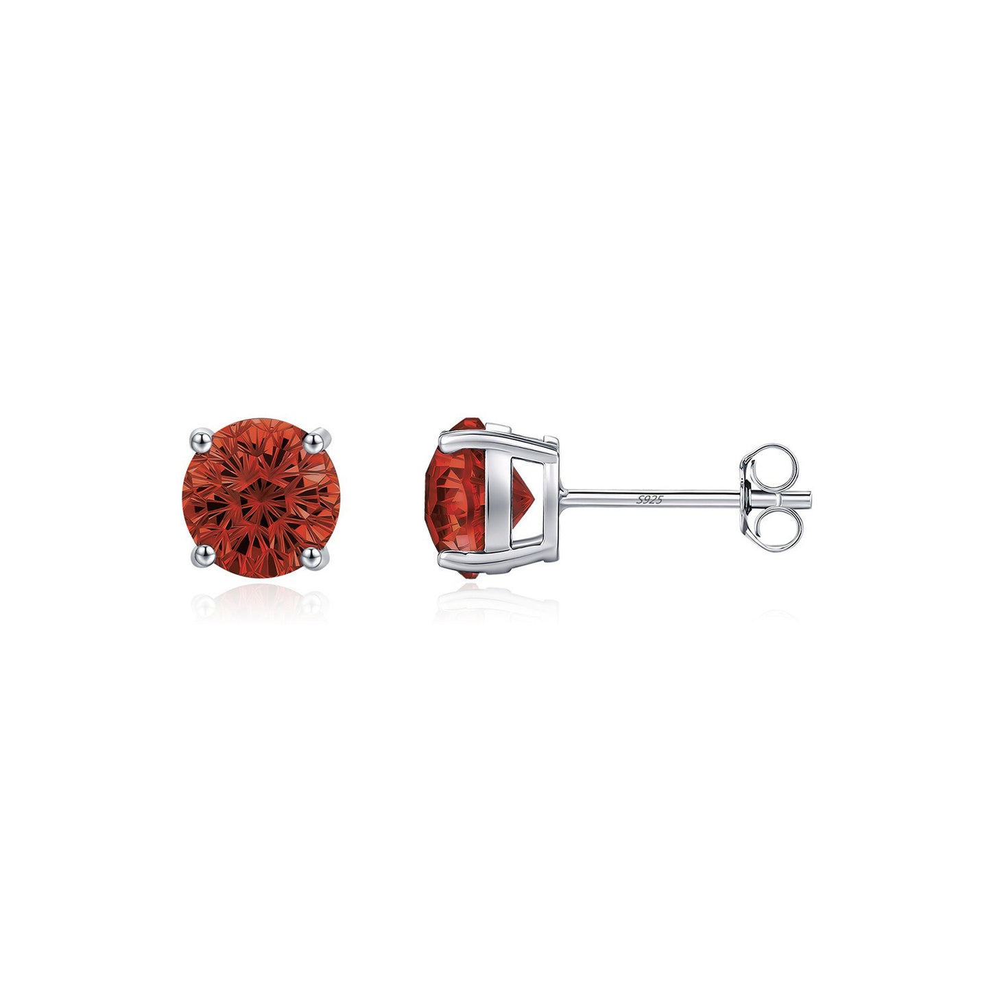 OliyaDesign S925 Sterling Silver Super Sparkling Pomegranate Red Firework Earrings