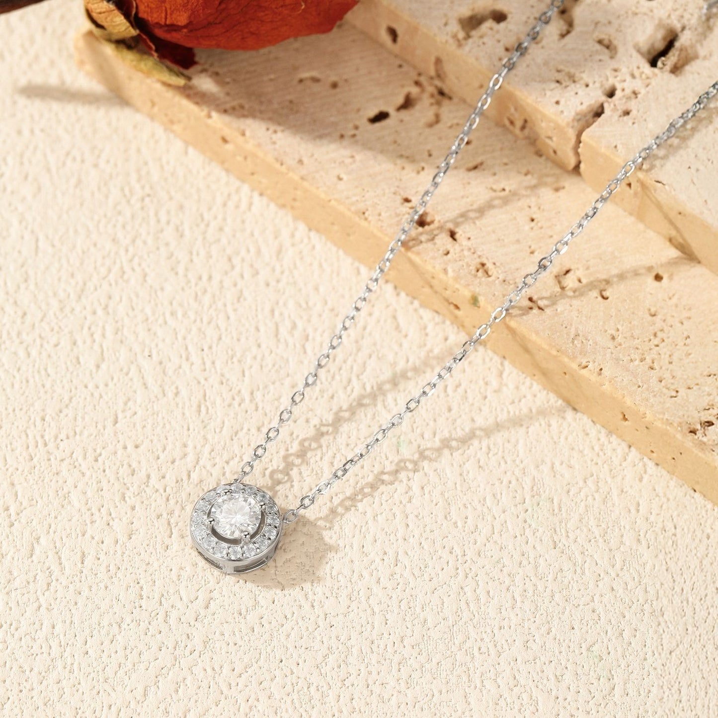 OliyaDesign D-Color Moissanite Round Pendant In S925 Sterling Silver