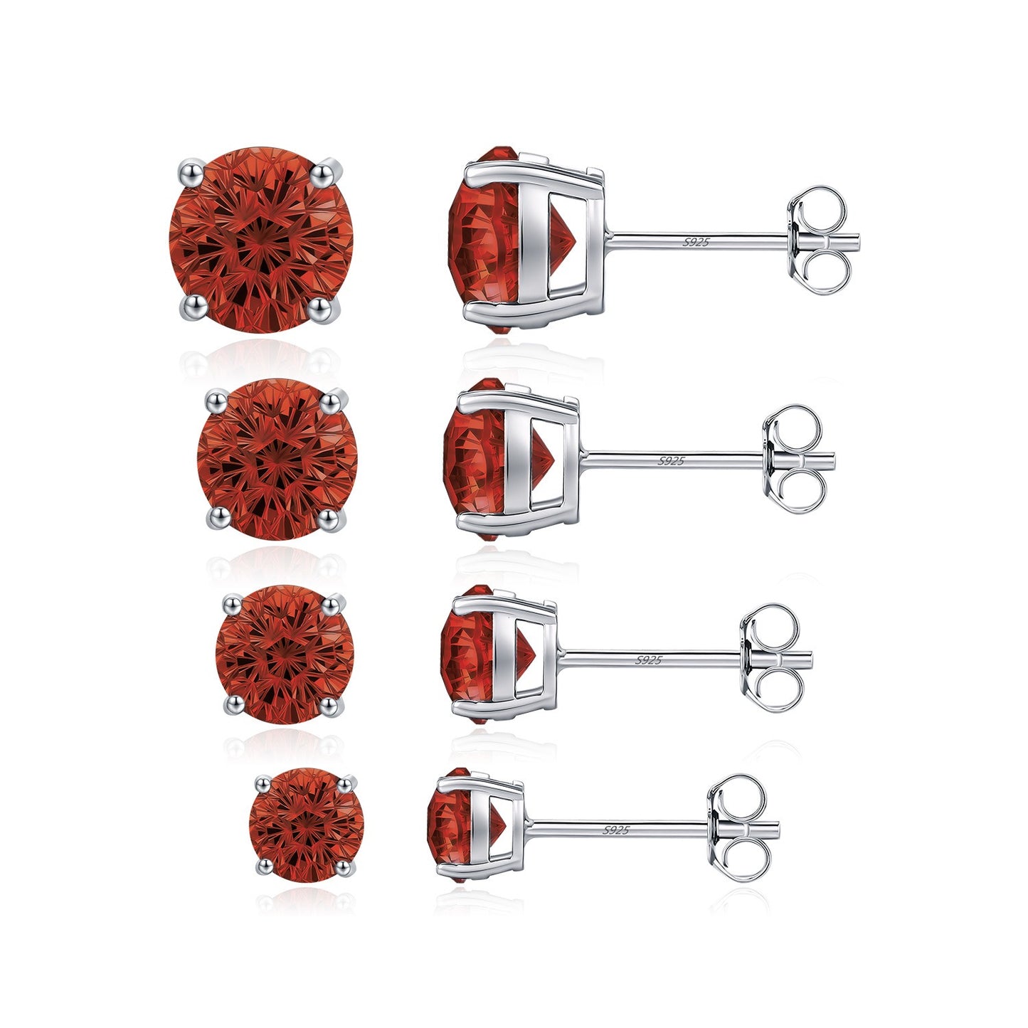 OliyaDesign S925 Sterling Silver Super Sparkling Pomegranate Red Firework Earrings