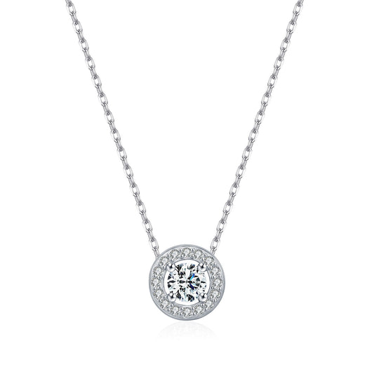 OliyaDesign D-Color Moissanite Round Pendant In S925 Sterling Silver