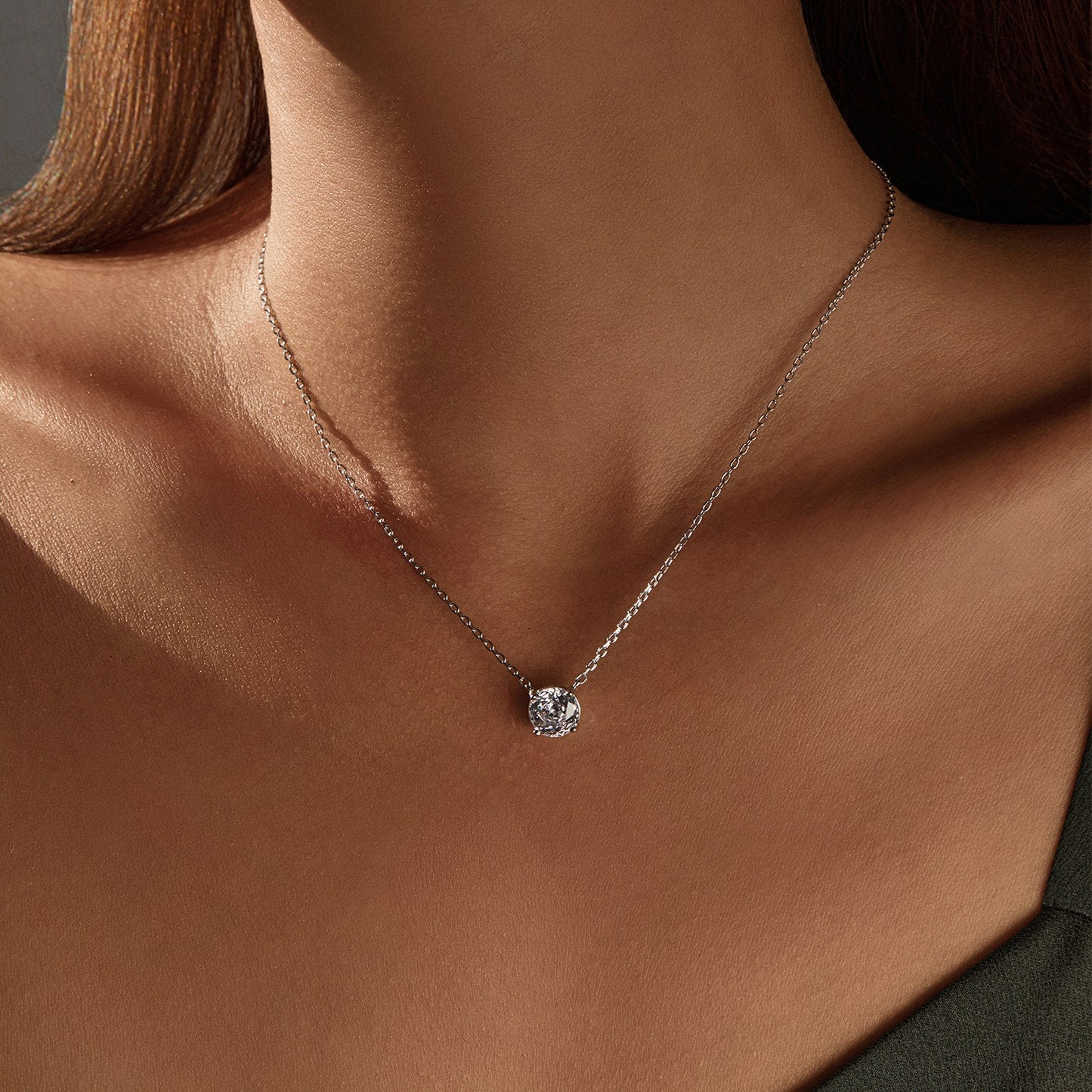 OliyaDesign S925 Sterling Silver Rose-Cut Diamond Necklace