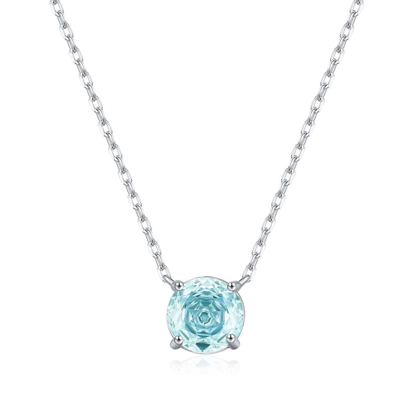 OliyaDesign S925 Sterling Silver Light Sea Blue Rose-Cut Diamond Pendant