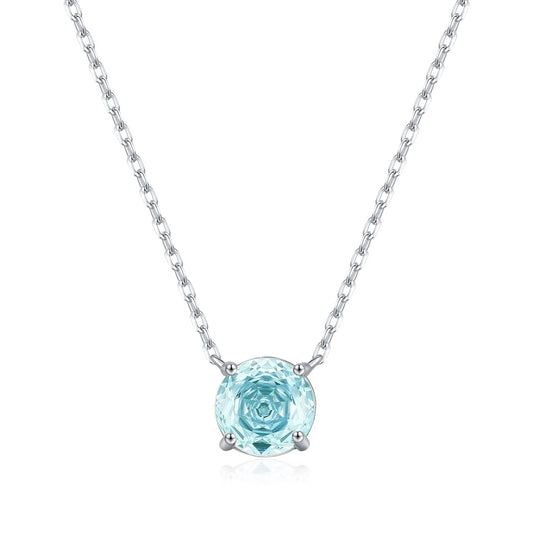 OliyaDesign S925 Sterling Silver Light Sea Blue Rose-Cut Diamond Pendant