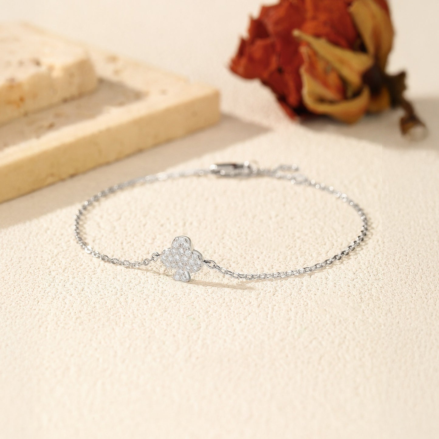 OliyaDesign D-Color Moissanite S925 Sterling Silver Plum Blossom Bracelet