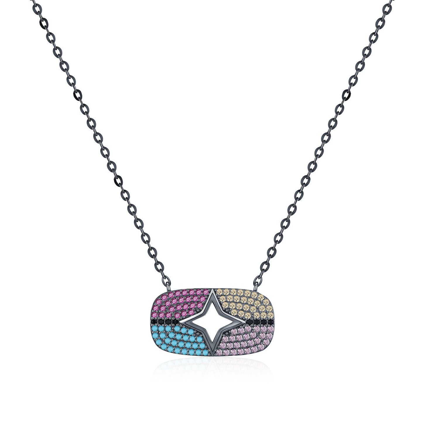OliyaDesign S925 Sterling Silver European and American Hip Hop Black Gold Necklace