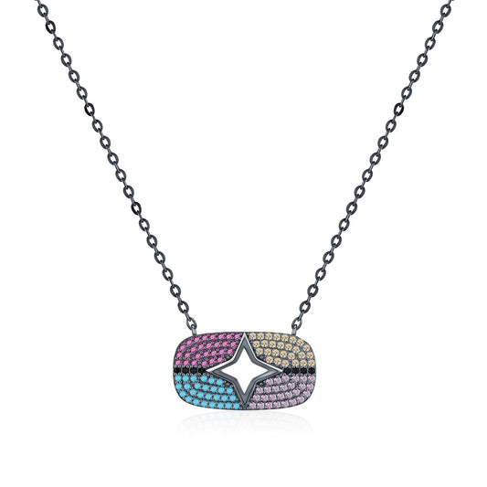 OliyaDesign S925 Sterling Silver European and American Hip Hop Black Gold Necklace