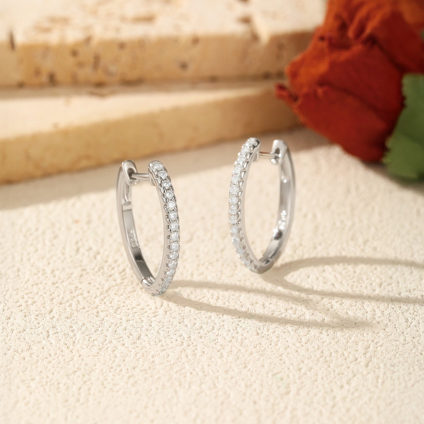 OliyaDesign D-Color Moissanite S925 Sterling Silver Single-Row Diamond Earrings