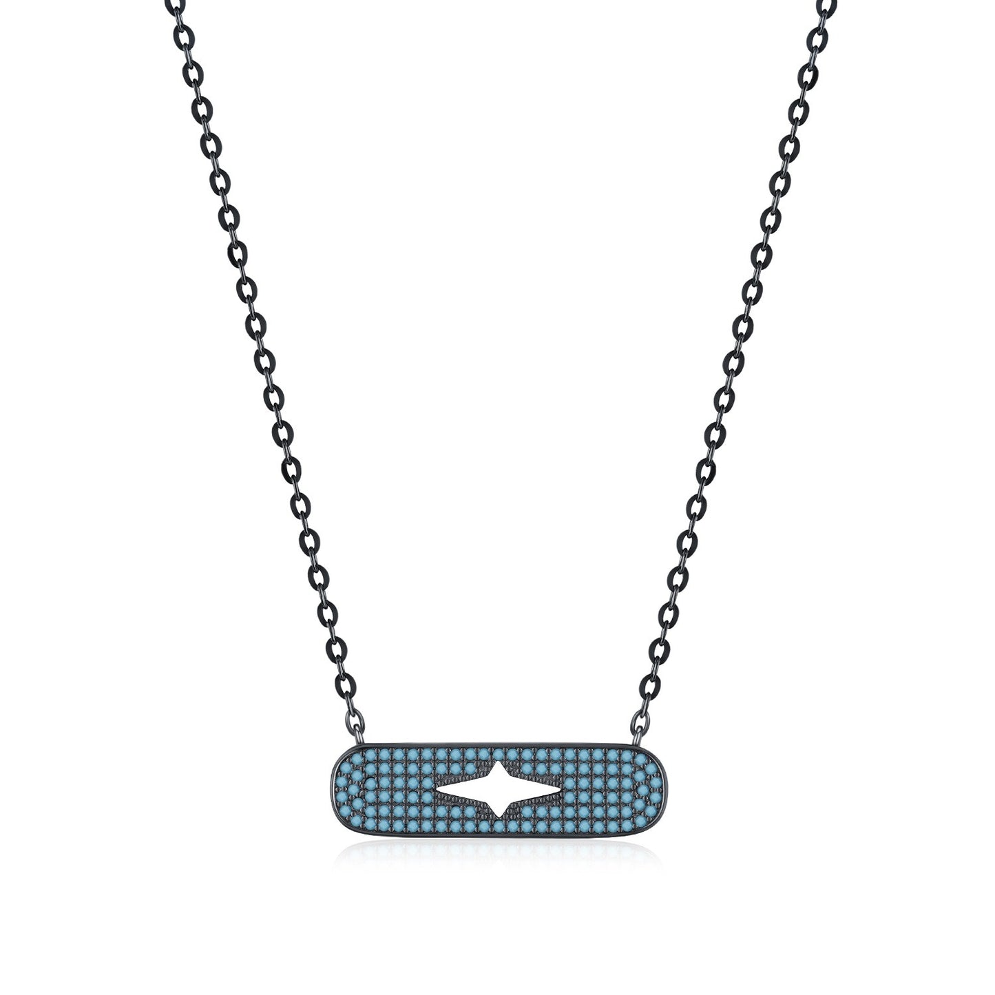 OliyaDesign S925 Sterling Silver Starburst Synthetic Turquoise Necklace