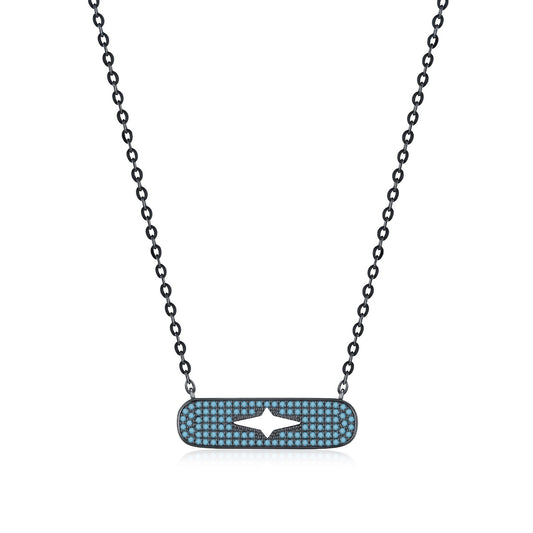 OliyaDesign S925 Sterling Silver Starburst Synthetic Turquoise Necklace