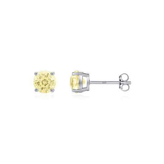 OliyaDesign S925 Sterling Silver Pale Yellow Firework-Shaped Earrings