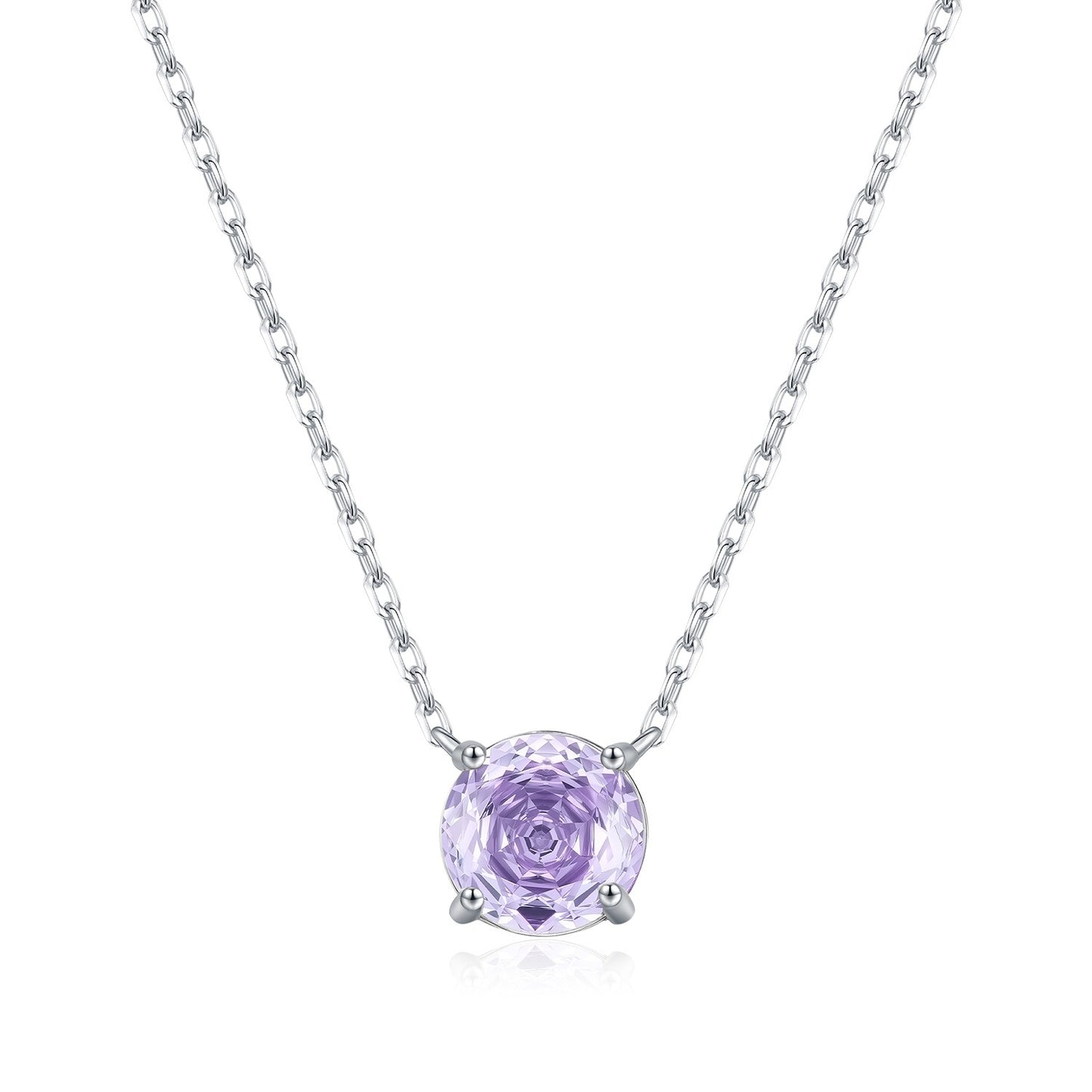 OliyaDesign S925 Sterling Silver Lavender Rose-Cut Diamond Necklace