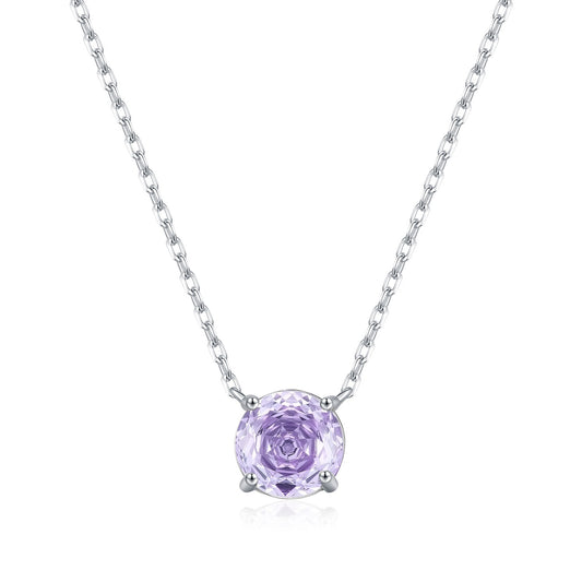 OliyaDesign S925 Sterling Silver Lavender Rose-Cut Diamond Necklace