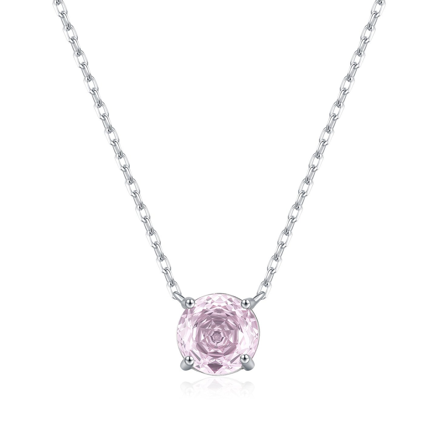 OliyaDesign S925 Sterling Silver Soft Light Pink Rose-Cut Diamond Necklace