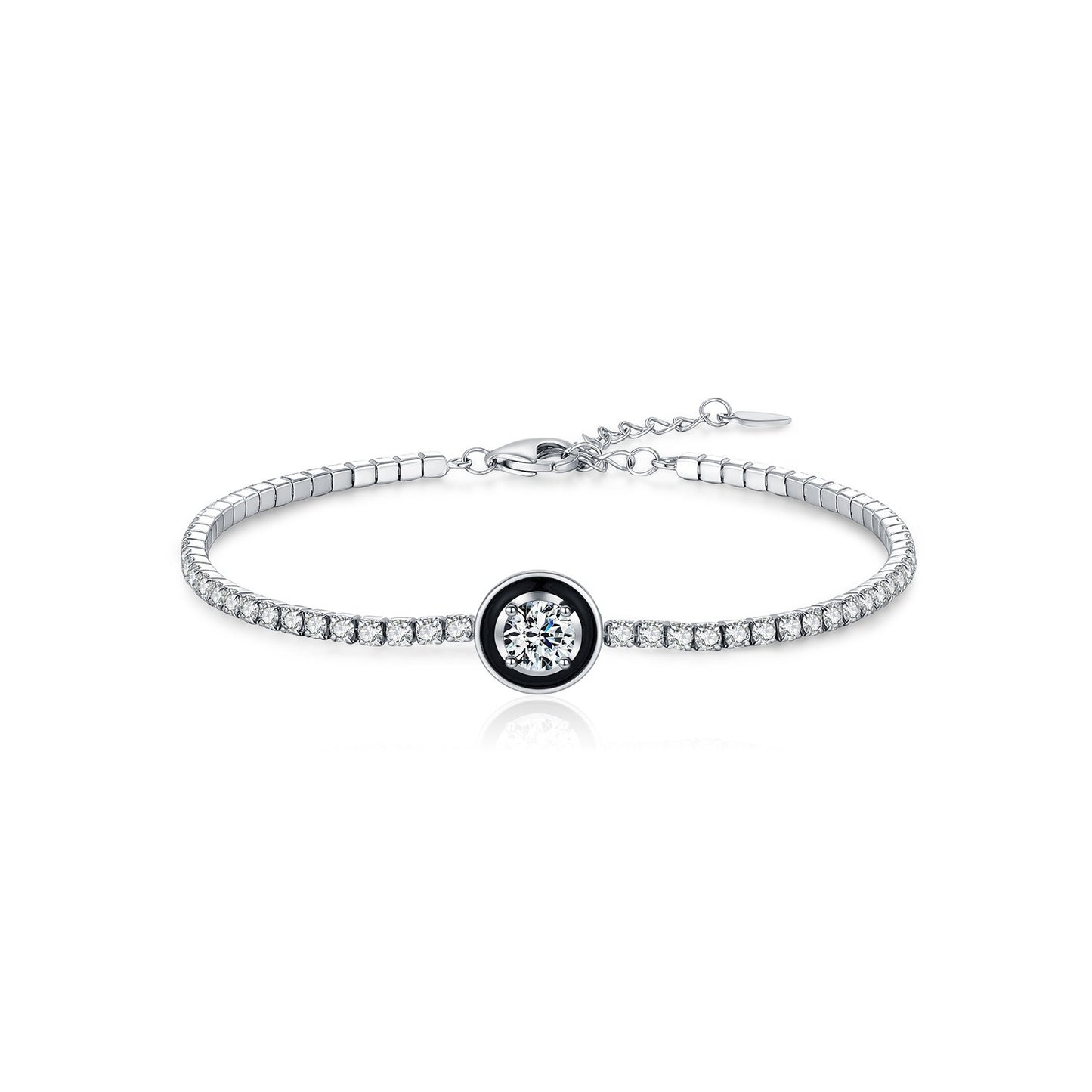OliyaDesign S925 Sterling Silver Black Enamel Bracelet