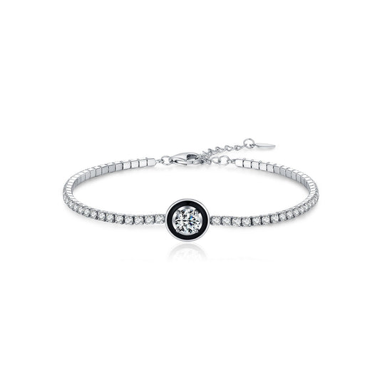 OliyaDesign S925 Sterling Silver Black Enamel Bracelet