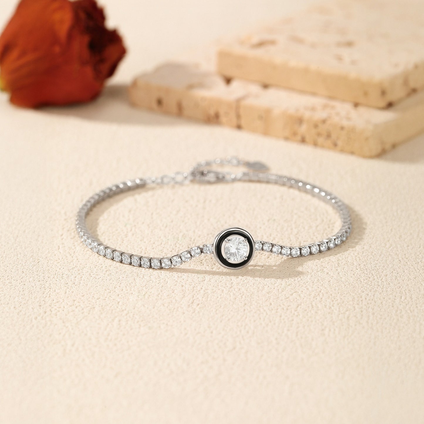 OliyaDesign S925 Sterling Silver Black Enamel Bracelet