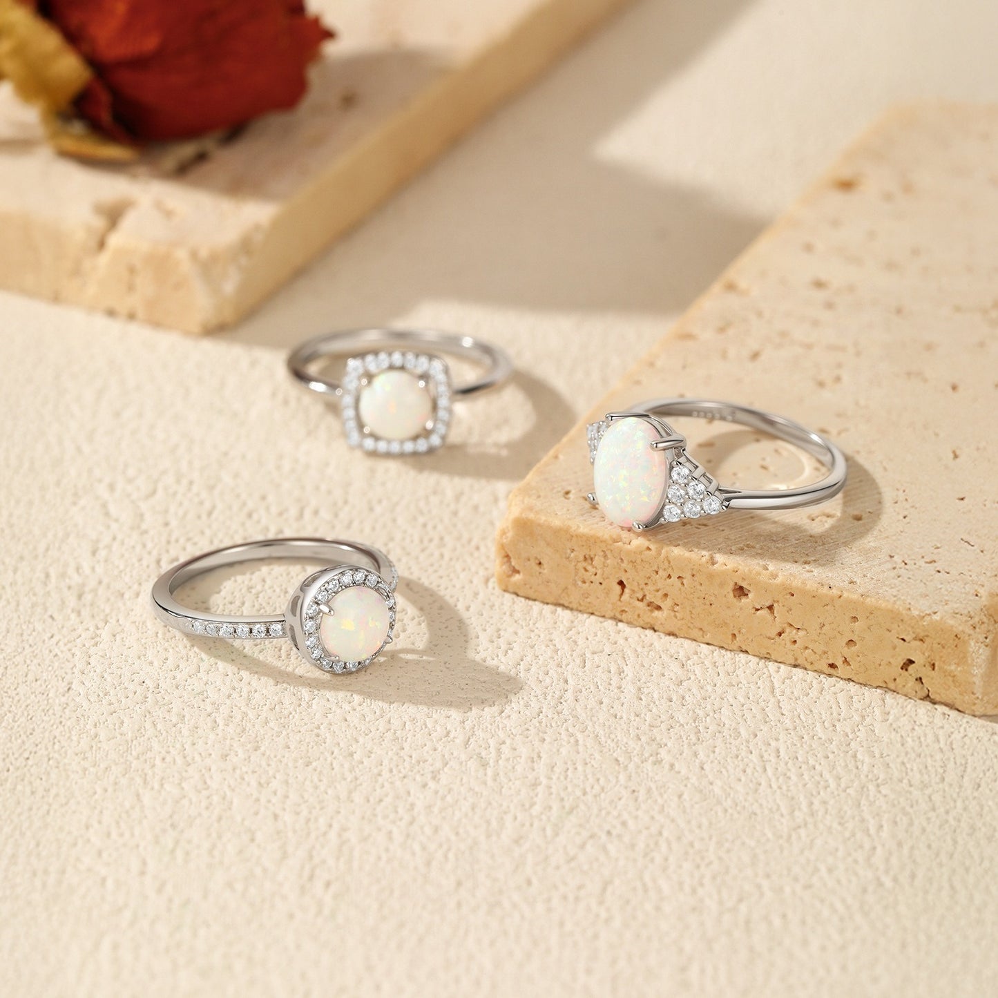 OliyaDesign S925 Sterling Silver French Opal Ring