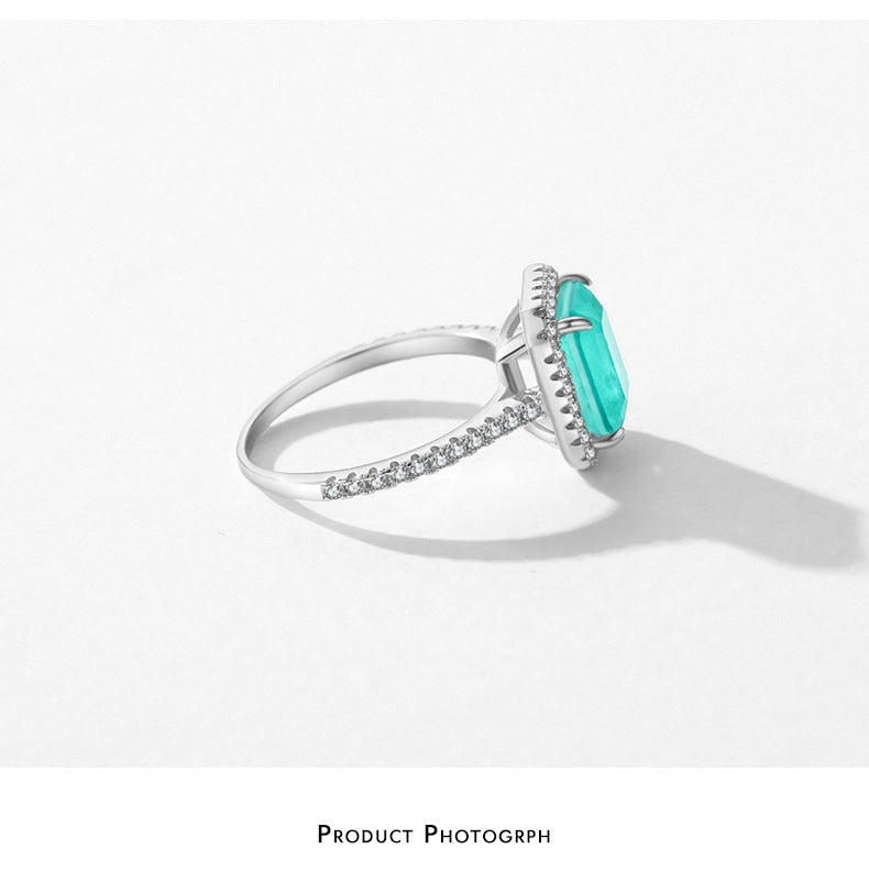 OliyaDesign Certified Lab Grown Emerald Engagement Ring in Silver, Aaaa Quality, Emerald Moissanite Ring - Christmas Gifts for Women