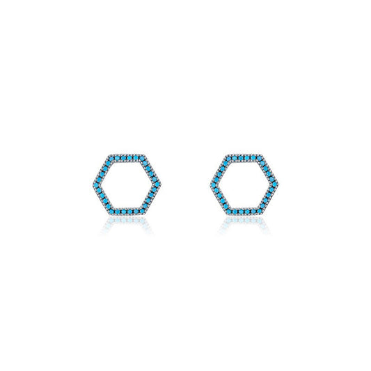 OliyaDesign S925 Sterling Silver High-End Turquoise Stud Earrings