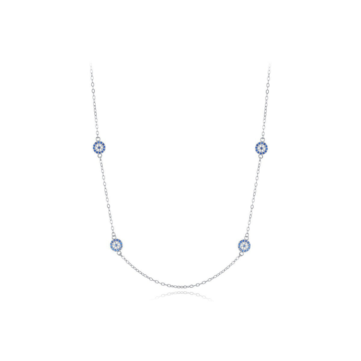 OliyaDesign S925 Sterling Silver Evil Eye Clavicle Necklace