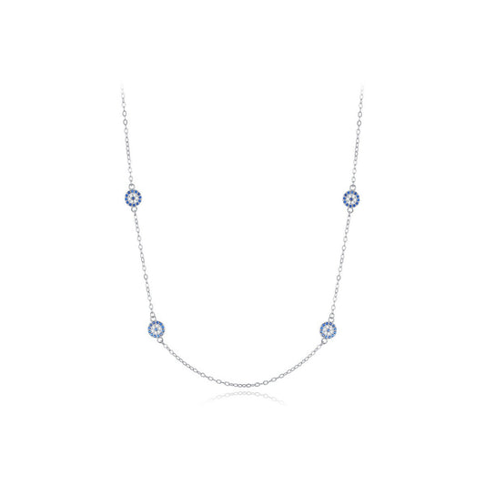 OliyaDesign S925 Sterling Silver Evil Eye Clavicle Necklace