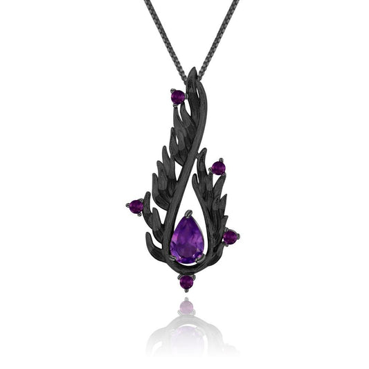 OliyaDesign Italian Craftsmanship 925 Sterling Silver Natural Amethyst Necklace Pendant