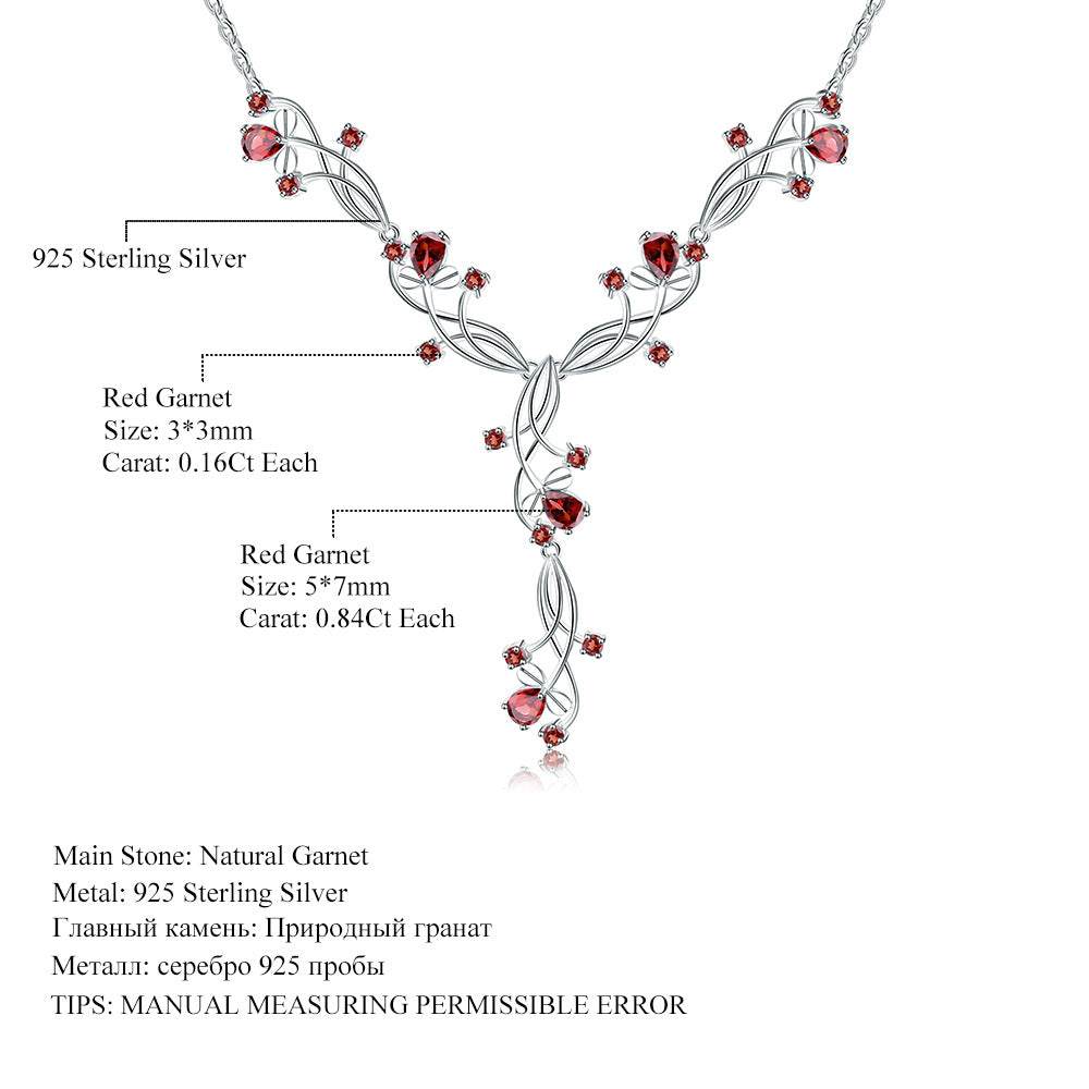 OliyaDesign A 925 Sterling Silver Necklace Inlaid With Natural Amethyst, Perfect For An Elegant Evening Wear.