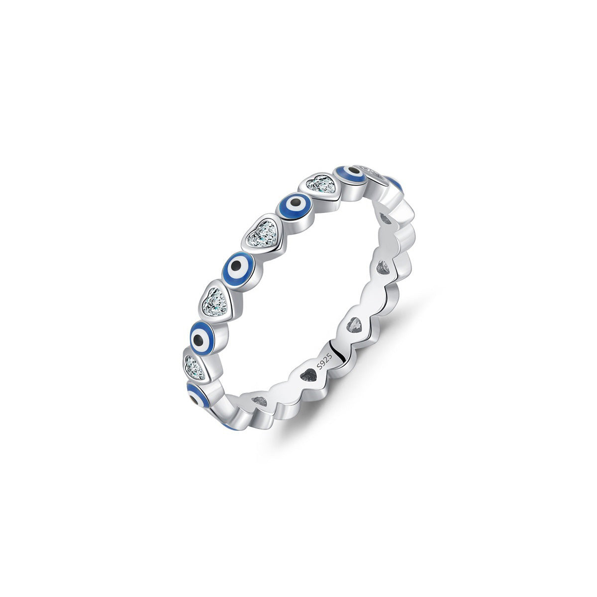 OliyaDesign S925 Sterling Silver Evil Eye Ring