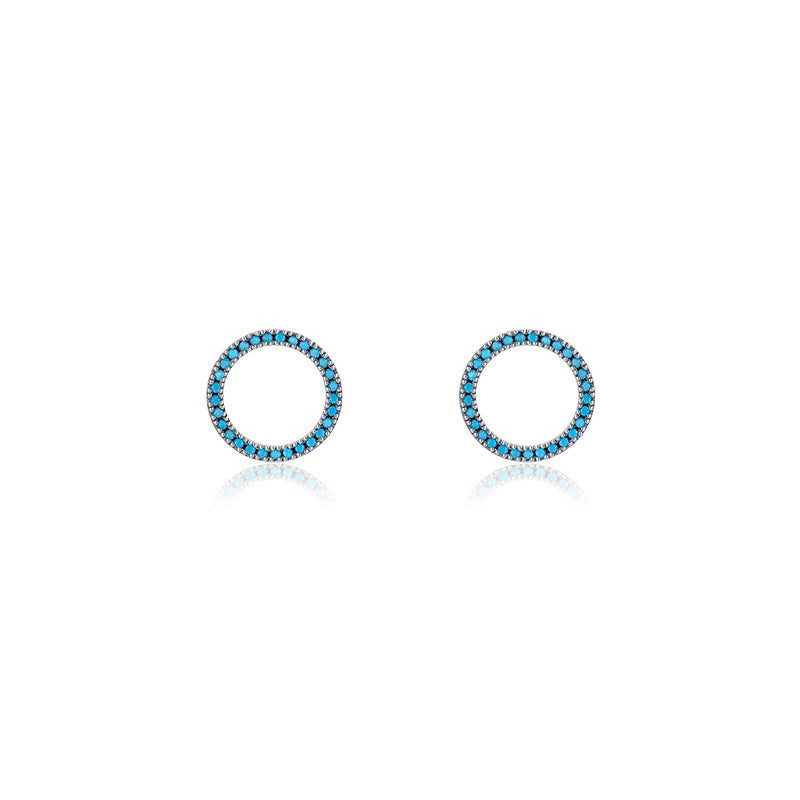 OliyaDesign S925 Sterling Silver High-End Turquoise Stud Earrings