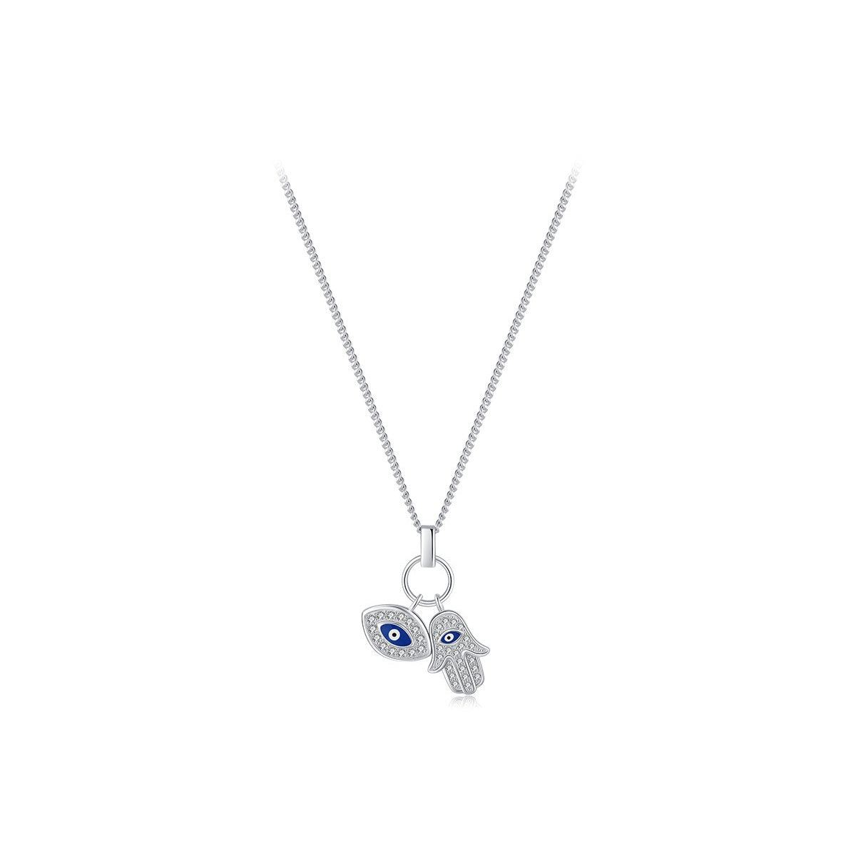 OliyaDesign S925 Sterling Silver Evil Eye Clavicle Necklace