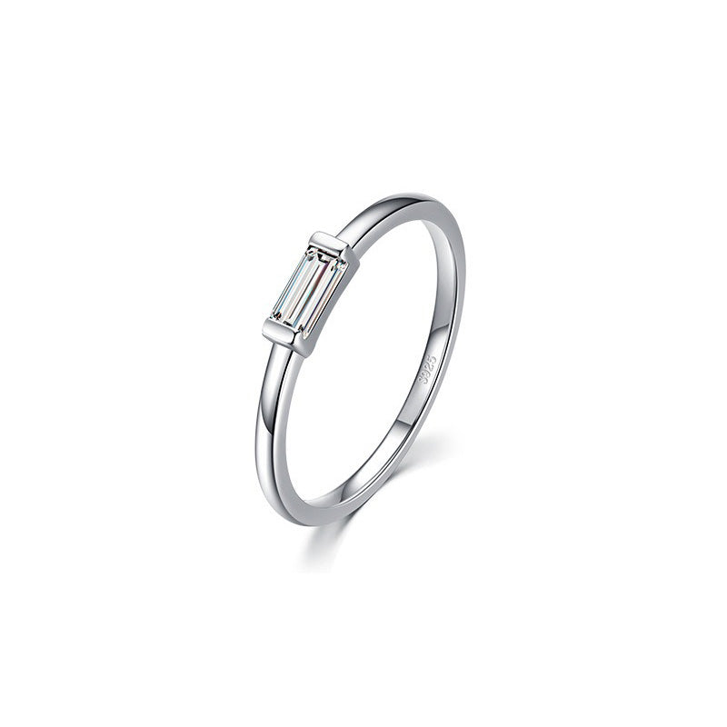 OliyaDesign S925 Sterling Silver Stacked Stripes Luxury Diamond Ring