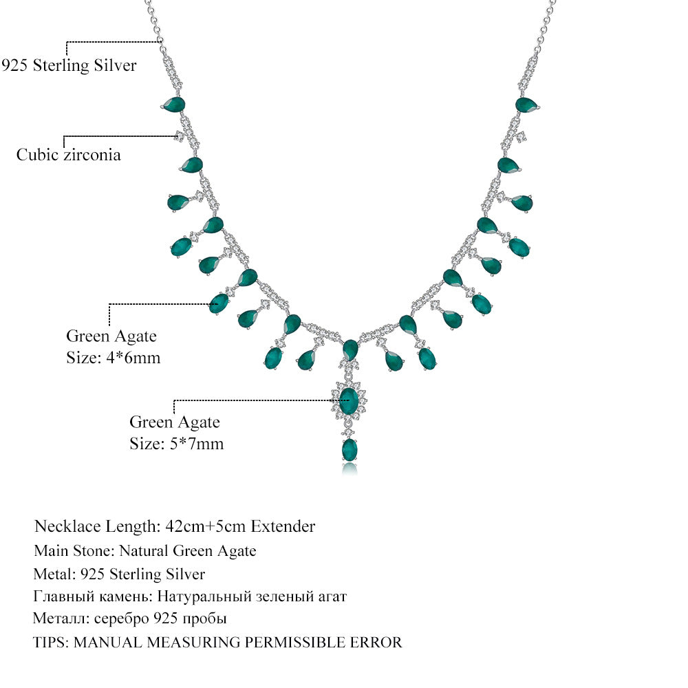 OliyaDesign Luxury Banquet S925 Silver Necklace Inlaid With Dzi Beads