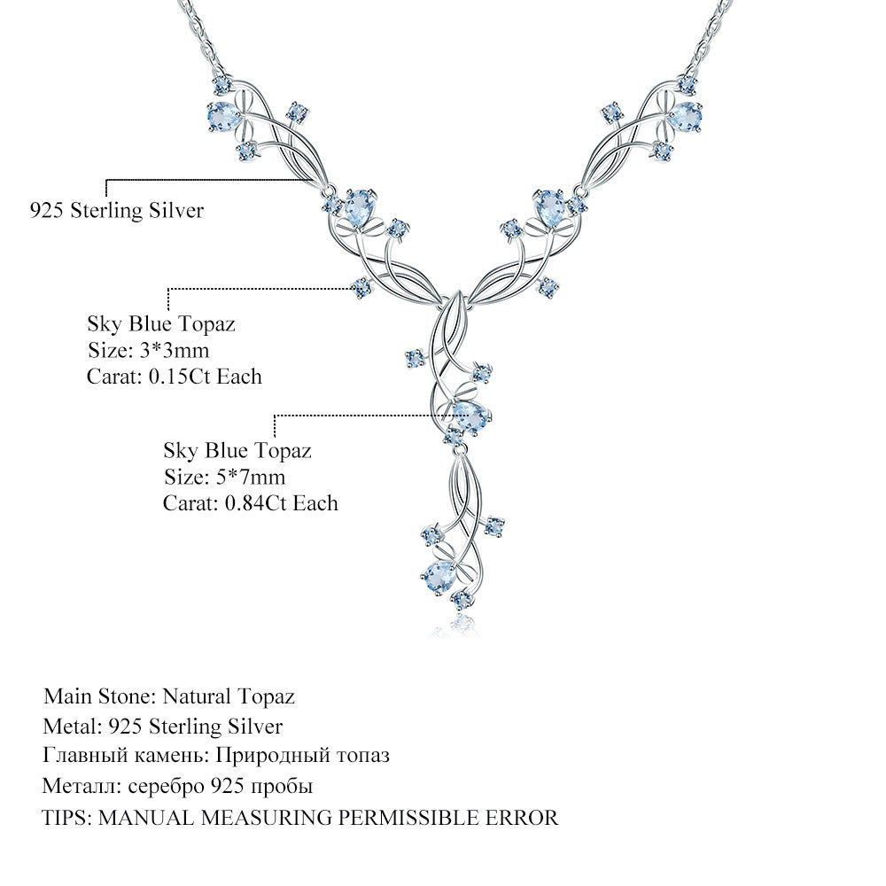 OliyaDesign A 925 Sterling Silver Necklace Inlaid With Natural Amethyst, Perfect For An Elegant Evening Wear.