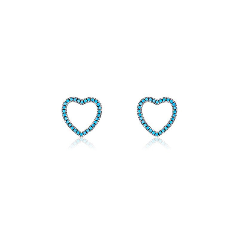 OliyaDesign S925 Sterling Silver High-End Turquoise Stud Earrings