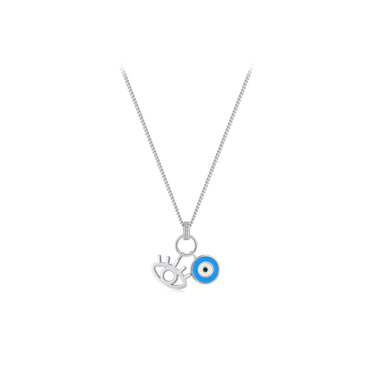 OliyaDesign S925 Sterling Silver Evil Eye Clavicle Necklace
