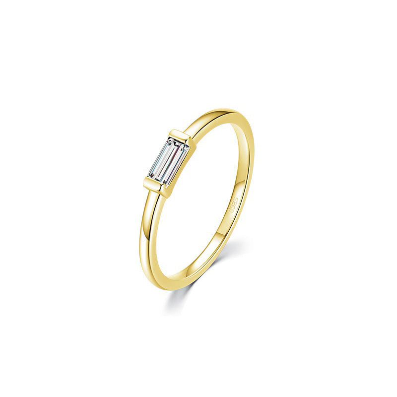 OliyaDesign S925 Sterling Silver Stacked Stripes Luxury Diamond Ring