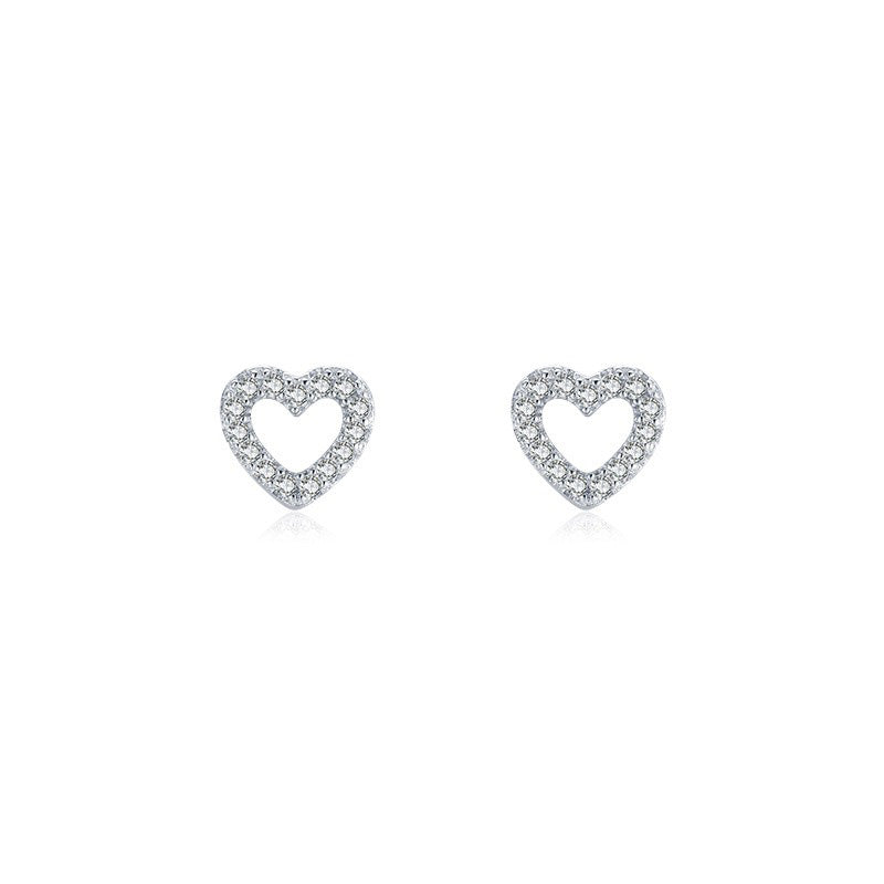 OliyaDesign High-End Stud Earrings With Full Diamond-Encrusted Heart Design.