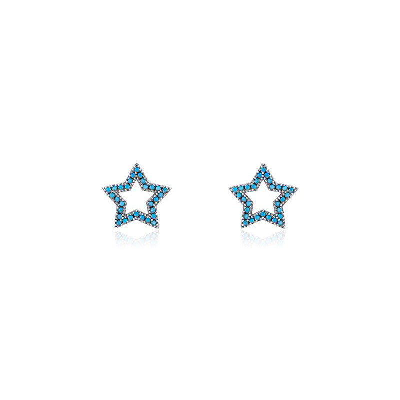 OliyaDesign S925 Sterling Silver High-End Turquoise Stud Earrings