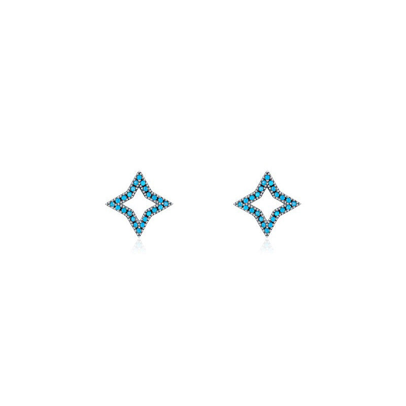 OliyaDesign S925 Sterling Silver High-End Turquoise Stud Earrings