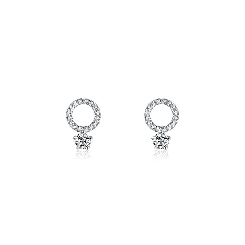 OliyaDesign High-End Stud Earrings With Full Diamond-Encrusted Heart Design.