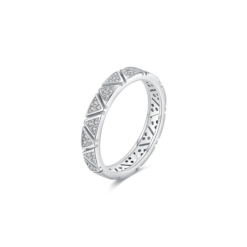 OliyaDesign S925 Sterling Silver Stacked Stripes Luxury Diamond Ring