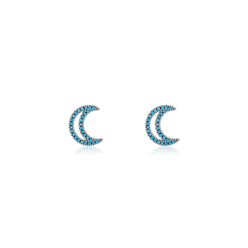OliyaDesign S925 Sterling Silver High-End Turquoise Stud Earrings
