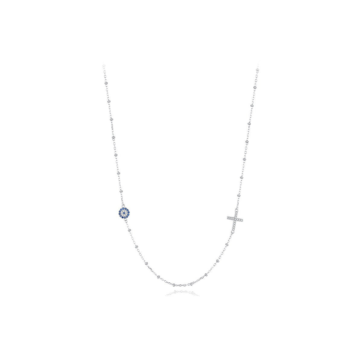 OliyaDesign S925 Sterling Silver Evil Eye Clavicle Necklace
