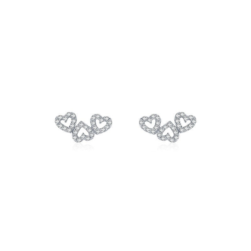 OliyaDesign High-End Stud Earrings With Full Diamond-Encrusted Heart Design.