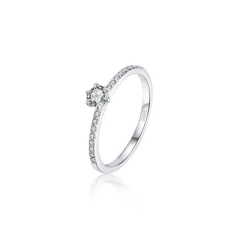 OliyaDesign S925 Sterling Silver Stacked Stripes Luxury Diamond Ring