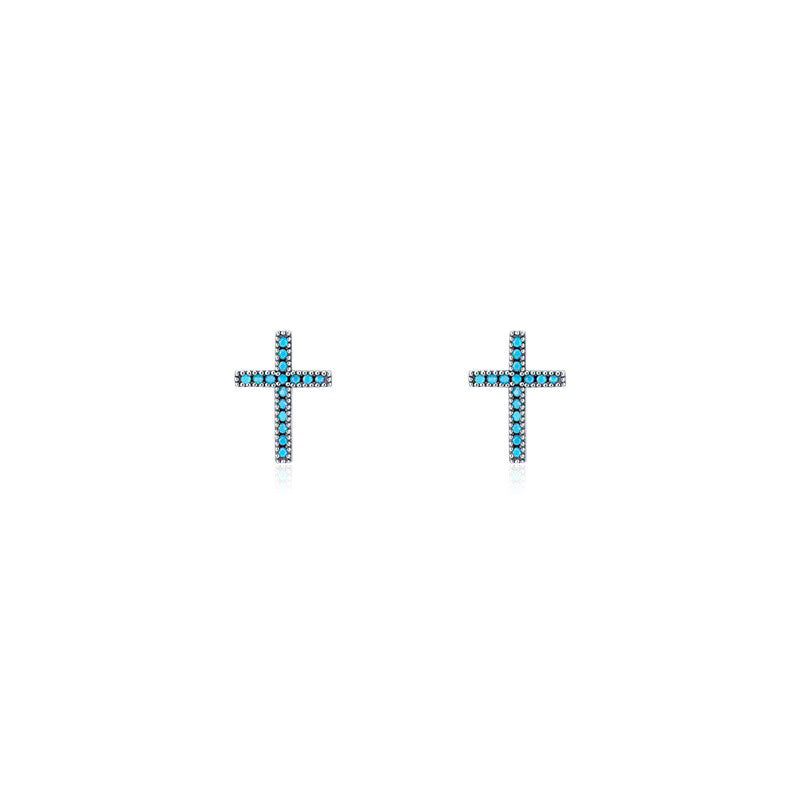 OliyaDesign S925 Sterling Silver High-End Turquoise Stud Earrings