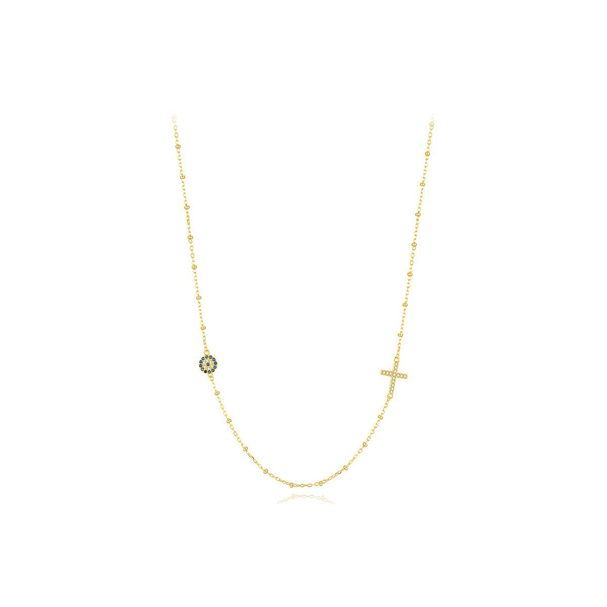 OliyaDesign S925 Sterling Silver Evil Eye Clavicle Necklace