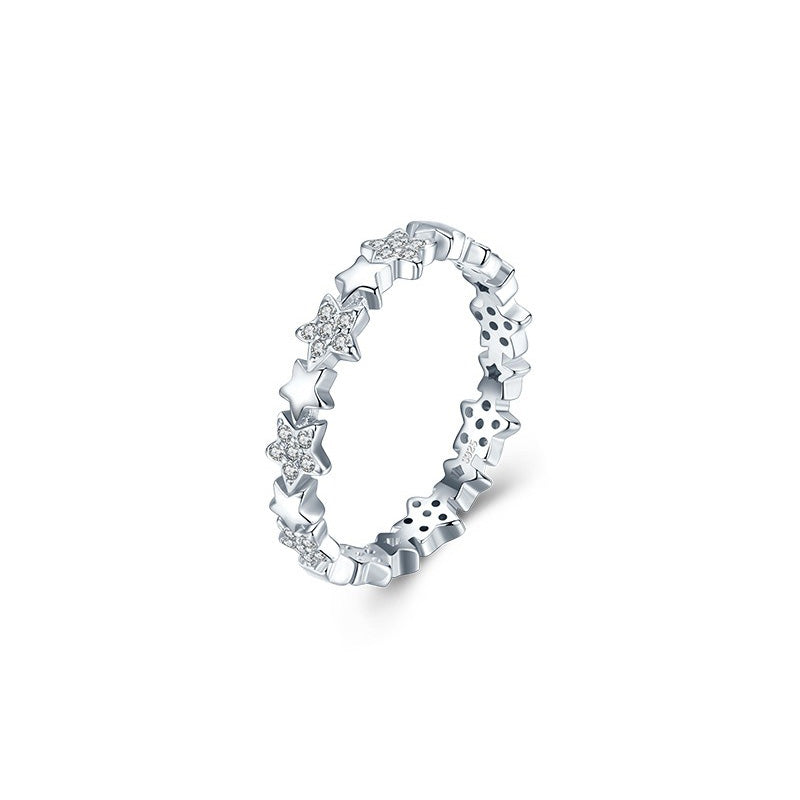 OliyaDesign S925 Sterling Silver Stacked Stripes Luxury Diamond Ring